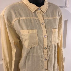 J Jill Women’s Linen Button Down XS EUC Yellow